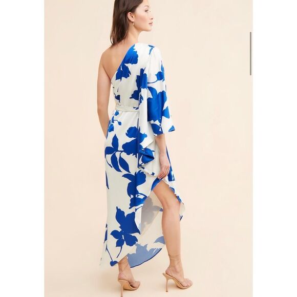 Hutch Anthropologie Floral One Shoulder Satin Maxi Dress Size 18W - Picture 3 of 10